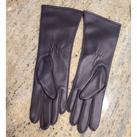 New! Vintage Women's One Size Brown Faux Leather Lined 12.5" Ling Gloves Japan - Picture 2 of 12